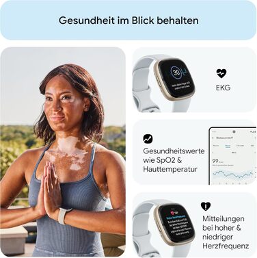 Розумний годинник для жінок/чоловіків Фітнес-годинник з інтегрованим GPS та функцією телефону Фітнес-відстеження з управлінням стресом, ЕКГ та аналізом сну сумісний з Android/iOS Fog Blue / Aluminum у Soft Gold Single, 2