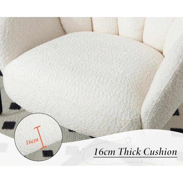 Крісло Chairus для вітальні, обертове м&39яке крісло з підлокітниками, штучне хутро, крісло-реклайнер, сучасне крісло, спальня, балкон (біле)