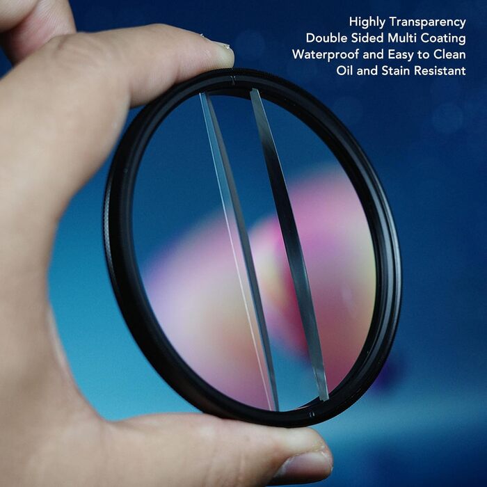 Фільтр телескопа Half Moon, фільтр спеціальних ефектів камери, подвійний Half Moon Glass розділений діоптрійний фільтр для дзеркальних фотокамер (82 мм)