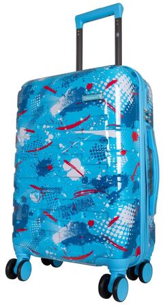 Валіза-тролей Cespara з твердим корпусом для ручної поклажі, з сучасним малюнком - колір світло-блакитний - розмір M
