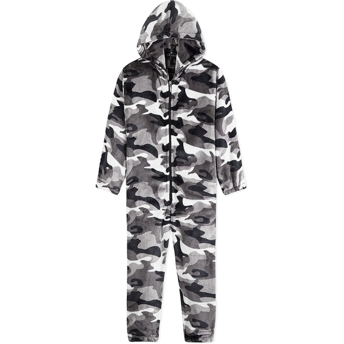 Дитячий флісовий комбінезон CityComfort Onesie, піжама для хлопчиків і дівчаток, надзвичайно м&39який, цільний, на все тіло, піжамний комбінезон, піжама-ромпер, 7-14 років, 11-12 років, сірий, арктичний