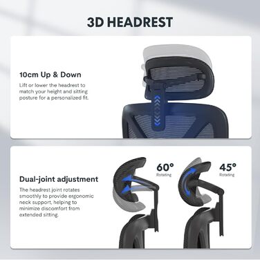 Ергономічне офісне крісло FLEXISPOT, стілець для роботи з підставкою для ніг, 3D підлокітники, 3D підголівник, 5D спинка, дихаюче сидіння, вантажопідйомність до 136 кг, ErgoX, чорний (з підставкою для ніг) Lite