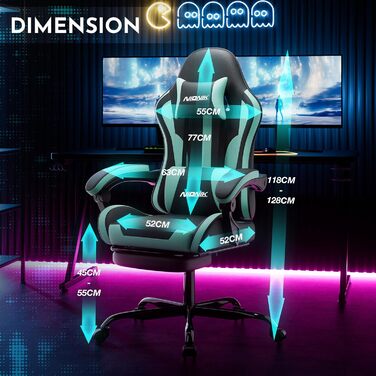 Офісне крісло, ігрове крісло, комп&39ютерне крісло з підставкою для ніг, м&39яке ігрове крісло, ігрове крісло для дорослих, обертове крісло, чорно-м&39ятно-зелений