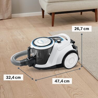 Безмішковий пилосос Bosch серії 6 BGC41LSIL, пилосос, ідеально підходить для алергіків, гігієнічний фільтр, для паркету, килима, п