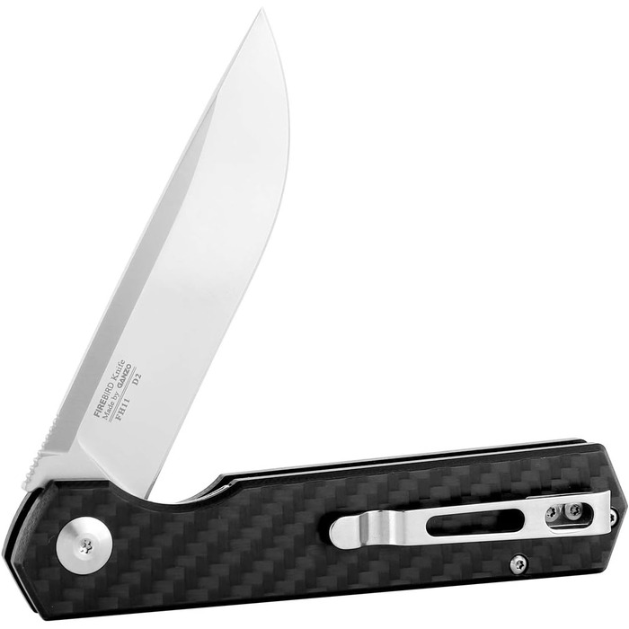 Складаний ніж Лезо зі сталі D2 Рукоятка з вуглецевого волокна з кліпсою Гострий одноручний ніж з піхвами та шарикопідшипником Кемп