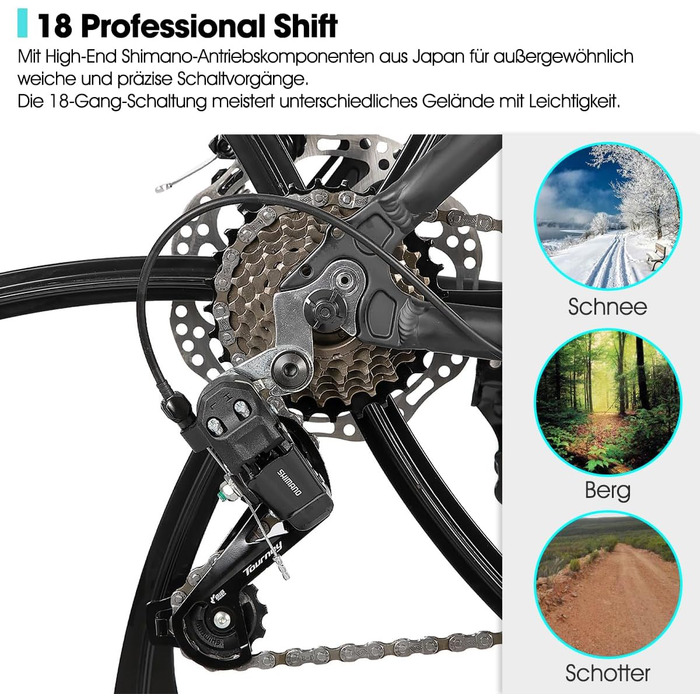 Гірський велосипед для дорослих HILAND 26 дюймів, колеса 3/6 спиць, 18 швидкостей, чоловічий та жіночий гірський велосипед з подвійними дисковими гальмами, велосипед з алюмінієвою рамою 26 дюймів для гірських велосипедів, синій - 6 спиць