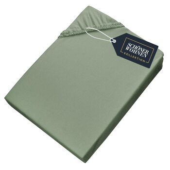 Простирадло на резинці 180x200 см Зелене до 200x200 см - Розкішне простирадло на резинці з бавовняного трикотажу, сертифіковане Oeko-Tex - для матраців до 30 см та ліжок з пружинним блоком - Простирадло для ліжка розміру King 180 x 200 см - 210 x 220 см З