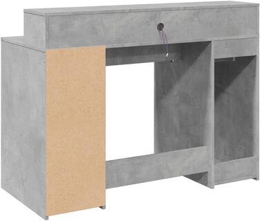 Світлодіодний стіл, бетонно-сірий, 120x55x91 см, матеріал на основі дерева, комп&39ютерний стіл, офісний стіл, кутовий стіл, робочий стіл, ПК-стіл для офісу, кабінету, спальні, вітальні