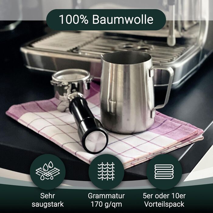 Набір ZOLLNER з 10 бавовняних чайних рушників розміром 50x70 см - добре поглинаючі та міцні кухонні рушники - можна прати при темп