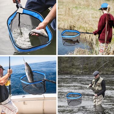 Підсак FLISSA для риболовлі, плавуча рибальська сітка, гумована рибальська сітка, складна, розсувна та зручна для риби, ідеально підходить для нахлистової риболовлі, риболовлі з каяка або човна