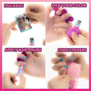 Набір рюкзака Барбі, наповнений макіяжем, включаючи бальзам для губ, лак для нігтів, пилочку для нігтів, банти для волосся та інші аксесуари. Для дітей віком від 3 років, підходить для вечірок, ночівель та перевтілень. Від Townley Girl Barbie Pink.