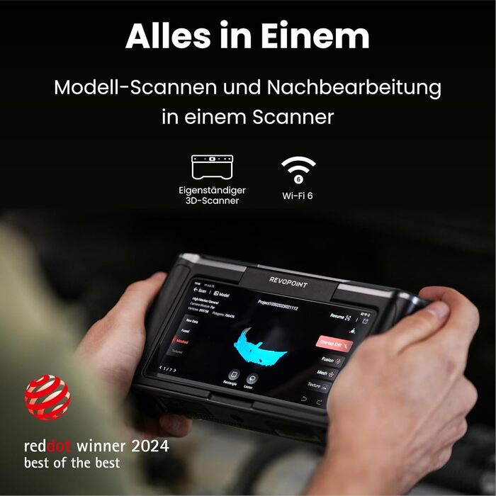 Сканер Revopoint MIRACO PRO для 3D-принтерів, портативний 3D-сканер із поворотним екраном на 180, точністю до 0,02 мм, повнокольор