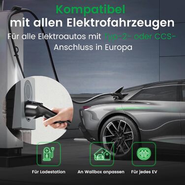 Зарядний кабель GONEO тип 2 22кВт 10М 32А зарядний кабель електромобіля тип 2 3 фазний режим 3 для електромобіля EV/PHEV тип 2 до
