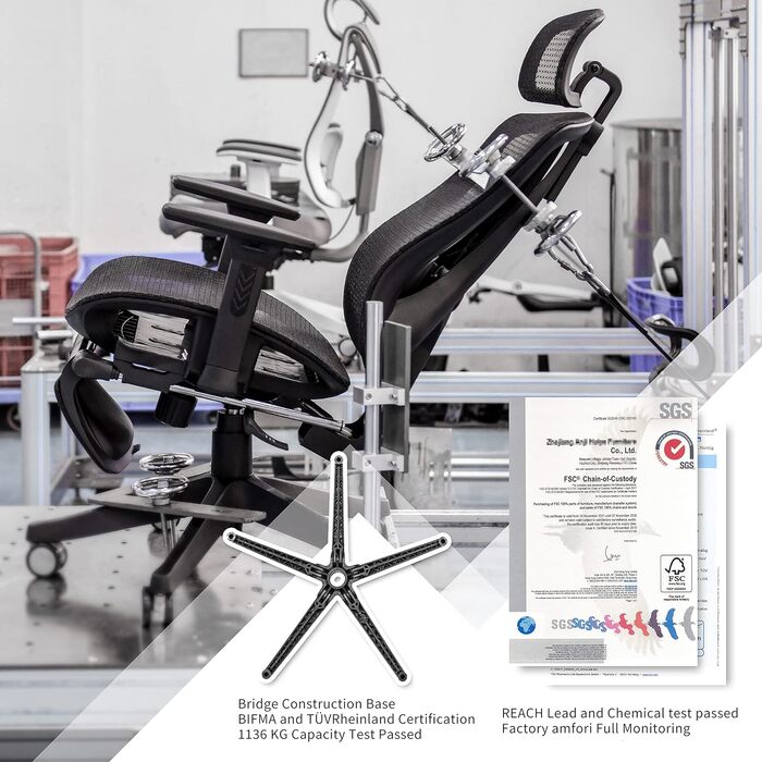 Ергономічне офісне крісло з 2-осьовою регульованою поперековою опорою, крісло керівника з карбонової сітки, комп&39ютерне крісло з високою спинкою та водоспадним сидінням, вантажопідйомність 150 кг. Сітка.