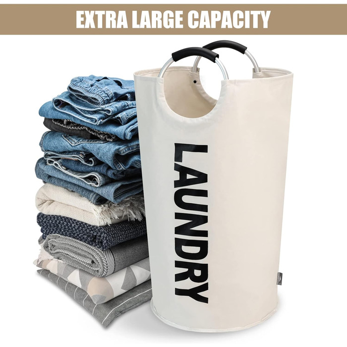 Великі складні кошики для білизни, розбірні мішки для білизни, сумка для одягу (бежевий, L) ONE-WAY Beige 90L, 90L