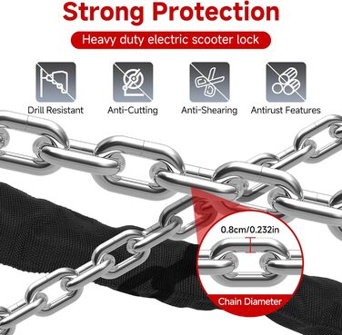 Міцний ланцюговий замок з кодом та чохлом 94 см x 8 мм, 4-значний цифровий код вологостійкий, захист від прослуховування та корозії для електросамокатів, велосипедів, мотоциклів. Надійний кодовий замок з ланцюгом та чохлом.