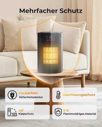 Енергозберігаючий вентилятор-обігрівач ПЕРЕМОЖЕЦЬ ТЕСТУ, невеликий ECO вентилятор-обігрівач потужністю 1500 Вт, тихий вентилятор-обігрівач з 24-годинним таймером, захистом від перекидання та перегріву