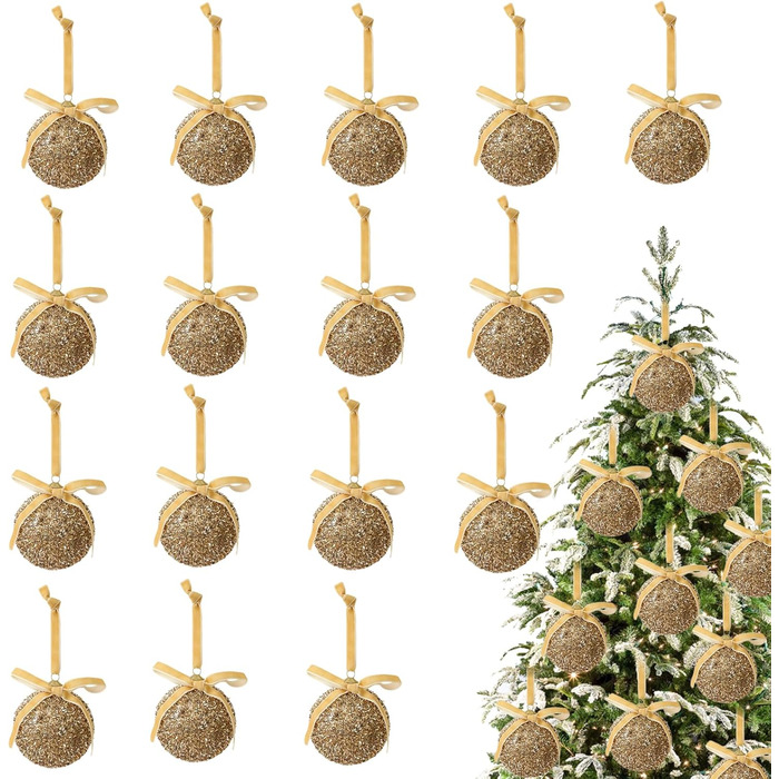 Набір різдвяних кульок блискучі 16 шт золоті Lergas