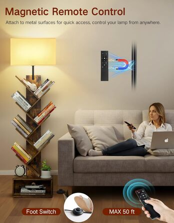 Дерев&39яна книжкова полиця у формі дерева з підсвічуванням, 6-ярусна окремостояча полиця, вузька кутова полиця з пультом дистанційного керування та таймером, невелика полиця для книг, компакт-дисків та DVD-дисків для вітальні, спальні, дитячої кімнати, р