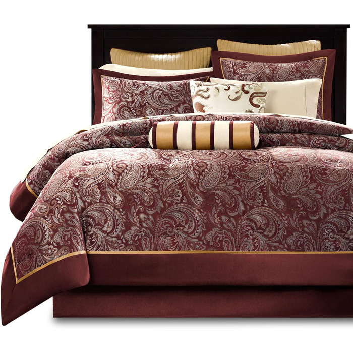 Затишний комплект ковдр Madison Park Aubrey, штучний шовк, жаккард, візерунок Пейслі, всесезонна пухова альтернативна постільна бі