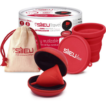 Пакет Sileu Travel Menstrument Cup Rose, стартова модель, розмір XS, червона, стандартна гнучкість червоний чохол-квітка складаний стерилізатор, червона Talla XS Standard