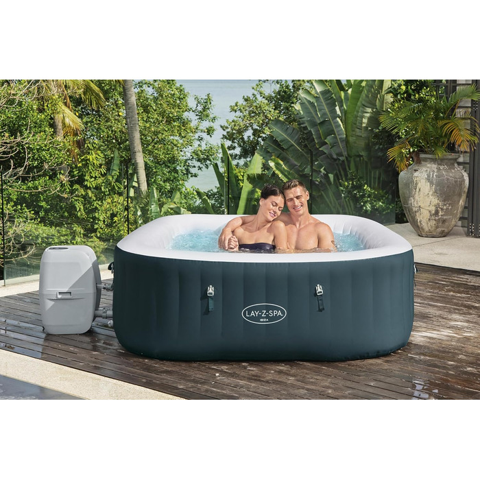 Гідромасажна ванна Bestway LAY-Z-SPA Ibiza AirJet, 180 x 180 x 66 см, 4-6 осіб, кутова, бензиново-блакитна одномісна