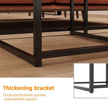 Журнальний столик FATIVO Чорний мармуровий стіл для вітальні Журнальний столик з 2 предметів, сучасний квадратний диван-столик з металевим каркасом для вітальні, великий 656540 см, малий 606034 см