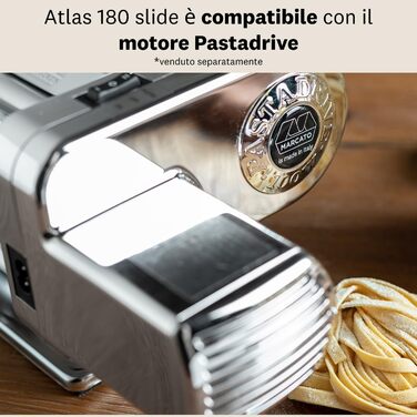 Набір для приготування пасти MARCATO машинка Atlas 180 сушарка для макаронів насадки для фетучіні та тальйоліні, нержавіюча сталь, сріблястий, ручна