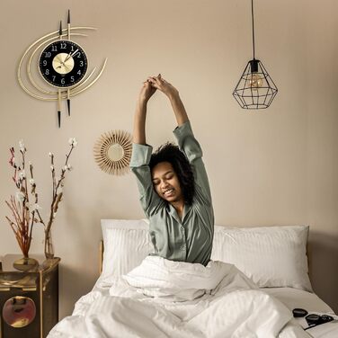 Настінний годинник LANMOU без шуму настінний годинник без цокання Великий сучасний 54 см золотий і чорний металевий настінний годи