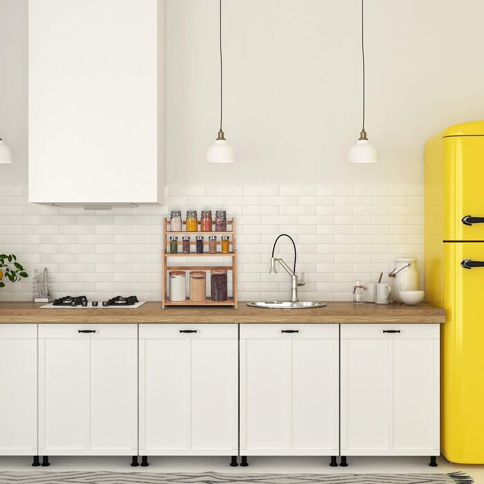 Бамбукова підставка для спецій Relaxdays, регульована, кухонний органайзер для спецій, компактна, 3 рівні, висота та ширина 50x41,5x18 см, натуральний колір