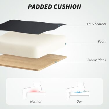 Ергономічне офісне крісло HOMCOM, регульоване на 155 з підставкою для ніг, стільце зі штучної шкіри, стійке до подряпин, легке в догляді, подвійна оббивка, м&39які підлокітники, поворотне регулювання висоти, чорний колір