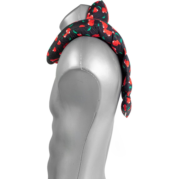 Подушка для шиї для шийного відділу хребта - шия плечі спина - вишнево-чорна - подушка з насінням льону - подушка для шиї з підігрівом - подушка для шиї, вишнево-чорна, з насінням льону