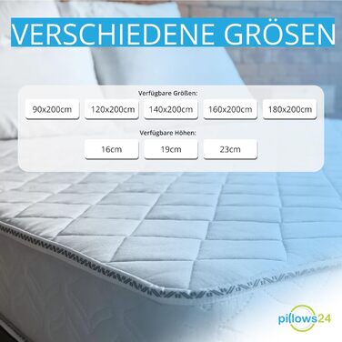 Зонний матрац 140x200 см - Висота 16 см - H2/H3 Масажний матрац - Матрац з піни з ефектом пам&39яті Oeko-TEX та гіпоалергенний Знімний чохол, який можна прати (до 60C) Матраци виготовлені в ЄС Піна з ефектом пам&39яті масажний профіль 16 см 140 x 200 см, 