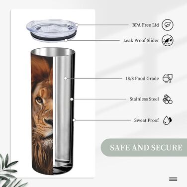 Кухоль з прямою трубочкою, дизайн The Lion&39s Gaze, 590 мл, дорожній кухоль, підходить для кемпінгу, офісу та дому