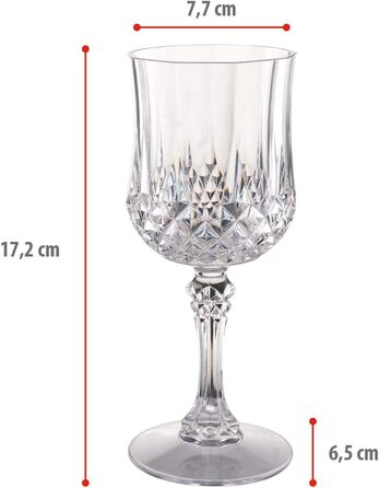 Набір келихів для вина alpina пластикові 6 шт. - Пластикові келихи для вина 200 мл - Келих для вина з кришталевим ефектом - Багато