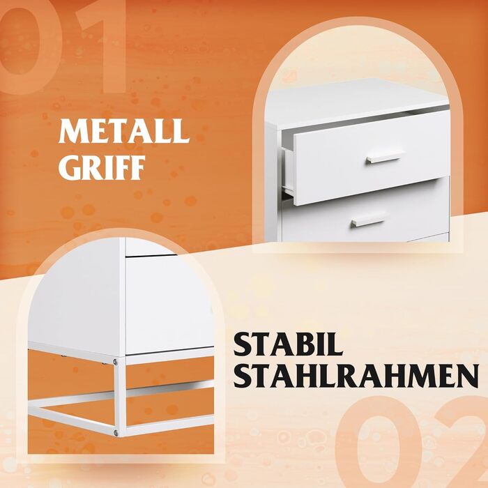 Дерев&39яний комод WLIVE для спальні з 4 шухлядами, тумбочка біля ліжка, комод, високий комод з міцним металевим каркасом для передпокою, вітальні, шафи, білий