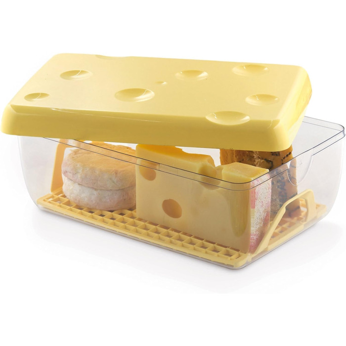 Контейнер для сиру з кришкою, 3 л, 26 x 17 x 10,5 см, для зберігання в холодильнику, контейнер для продуктів з решіткою для свіжості, сирниця, виготовлено в Італії - новий