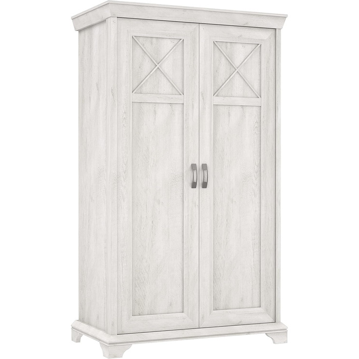 Шафа 120 130, Шафа для спальні, Сільський стиль, 2-дверна шафа з полицями та вішалкою для одягу, Декор дерева Сосна біла, 123 см завширшки x 210 см заввишки x 66 см завглибшки, Сосна біла 66,2 x 123 x 210,3 см, 2-дверна шафа, Одинарна