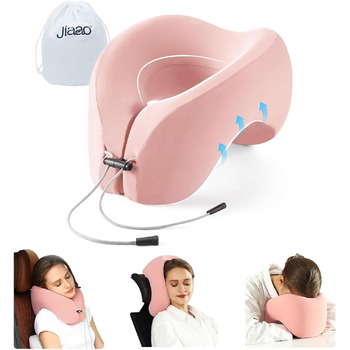 Ідеально підходить для подорожей автомобілем, поїздом і літаком - Neck Pillow Adults - Pink (New), 100 Memory Foam - Travel Gadgets - Neck Pillow