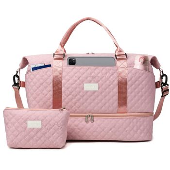 Жіноча ручна поклажа з відділенням для взуття та відділенням для вологи, дорожня сумка-саквояж на вихідні з косметички, сумка для лікарні для пологів, рожева
