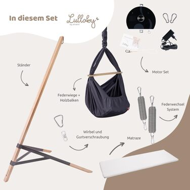 Набір колиска-гойдалка Lullaby Spring Cradle з мотором, стендом та матрацом
