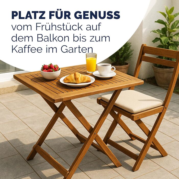 Садовий стіл Casaria, балконний стіл, всепогодний, складаний, дерев&39яний, 70x70 см, вантажопідйомність 80 кг, балкон, сад, тераса, складаний стіл, стіл для посадки рослин, колір акації коричневий