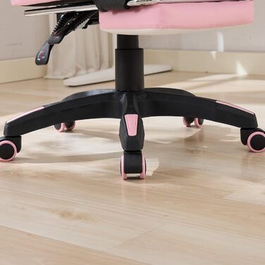 Ергономічне ігрове крісло з функцією масажу та підставкою для ніг регульоване по висоті, підтримка голови та попереку, поворот на 360, вантажопідйомність 150 кг, рожево-білого кольору. Рожево-білий 116,5 x 52,0 x 64,5 см