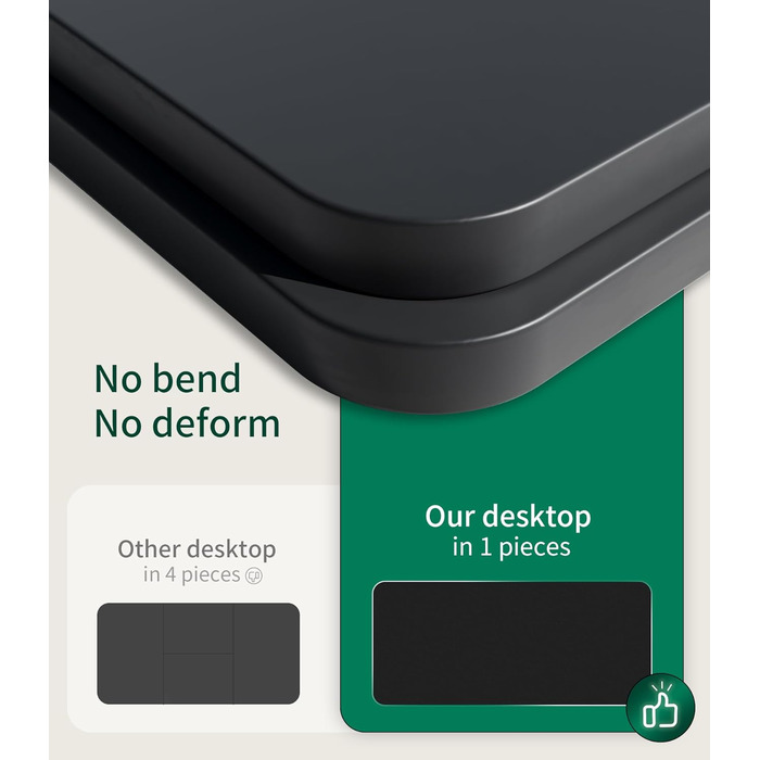 Стільниця MAIDeSITe 160x80 см, товщина 25 мм - Стабільна офісна стільниця своїми руками ідеально підходить для столів з регульованою висотою, чорного кольору, 160 x 80 см