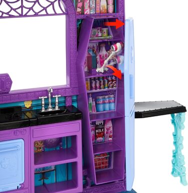 Ляльковий будиночок Monster High Boo-tique Hotel, складаний ігровий набір із моторошними сюрпризами в кожній кімнаті та понад 13 ігровими елементами, включаючи меблі та аксесуари, JBF16 Чорний - Boo-tique Hotel