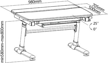 Комплект HOKO Ergo-Study-Table COMPAKT, JoJo & LUBU. Регульована по висоті дитяча парта з регульованою по нахилу стільницею та тум