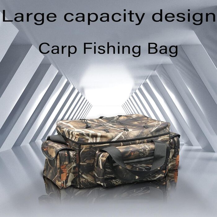 Сумка для рибалки YUEMING велика, 50 * 30 * 25 см, сумка для рибалки з м&39якою лямкою і ручками для перенесення, ящик для рибалки, кейс для рибалки, сумка для рибалки, універсальна сумка, сумка для коропа камуфляж-2
