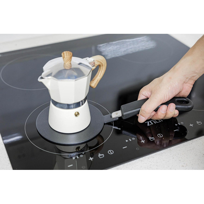 Індукційний адаптер 14 см знімна ручка, ізоляційна не змінює колір після використання теплорозподільник з чорним покриттям для високих температур, пластинчасте реле індукційне/газове 14 см