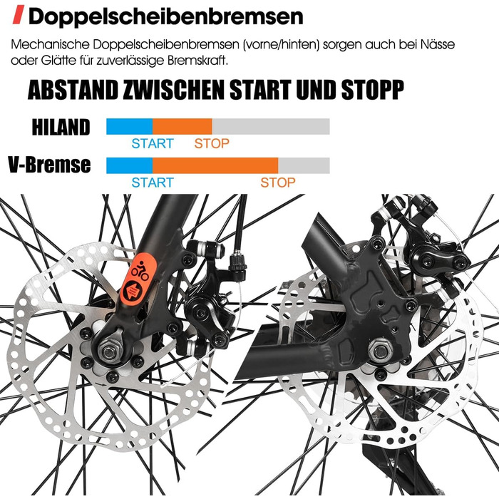 Шосейний велосипед Hiland 700C для чоловіків та жінок, алюмінієва рама, 7-швидкісний шосейний велосипед з подвійними дисковими гальмами, розмір рами 530 мм/570 мм, велосипед для щоденних поїздок 28 дюймів, чорний/червоний/сріблястий, чорний L - 570 мм