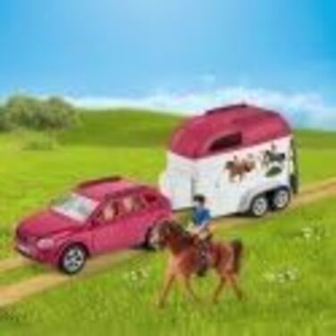 Автомобіль Schleich з причепом для коня, в комплекті 1 кінь, набір ігрових фігурок для дітей від 5 років і старше